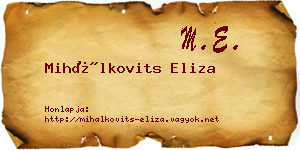 Mihálkovits Eliza névjegykártya